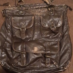 Dark brown faux leather purse